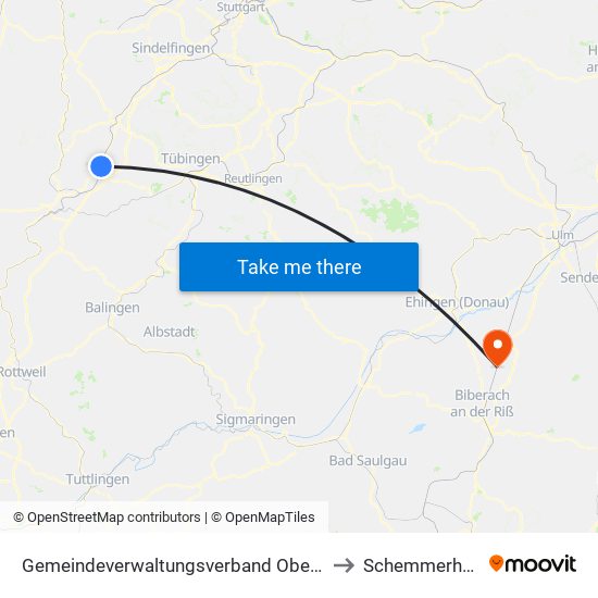 Gemeindeverwaltungsverband Oberes Gäu to Schemmerhofen map