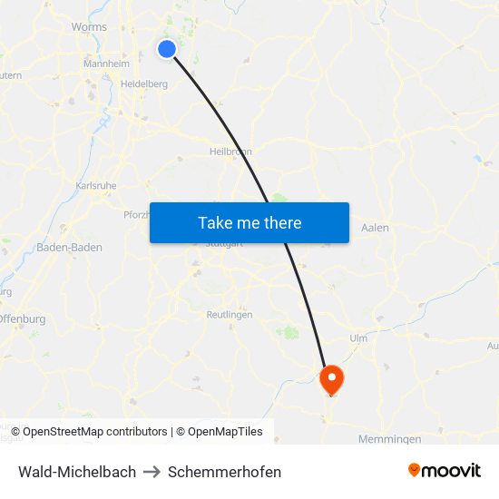 Wald-Michelbach to Schemmerhofen map