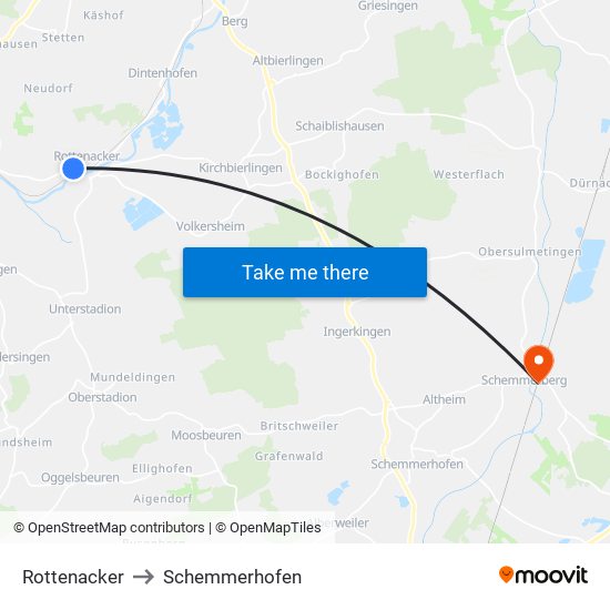 Rottenacker to Schemmerhofen map