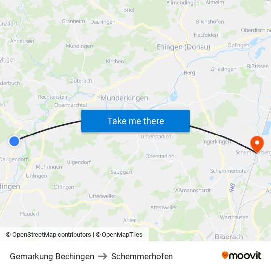 Gemarkung Bechingen to Schemmerhofen map