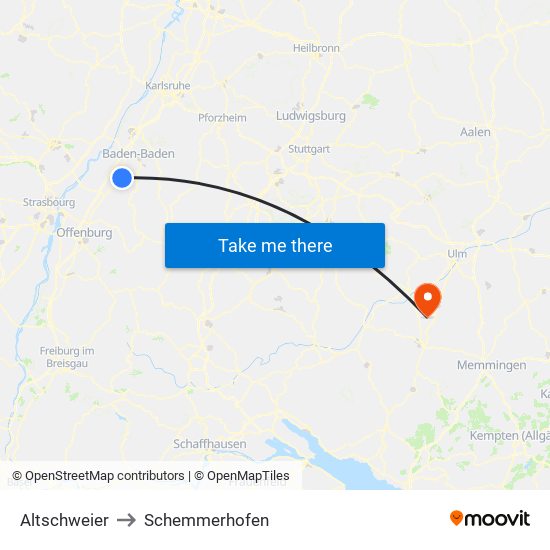 Altschweier to Schemmerhofen map