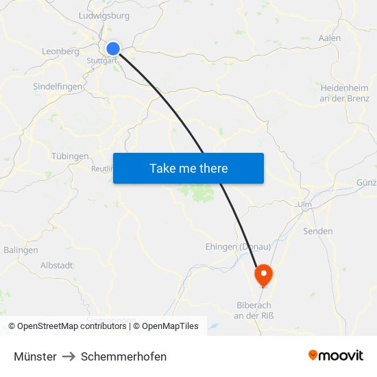 Münster to Schemmerhofen map