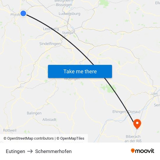 Eutingen to Schemmerhofen map