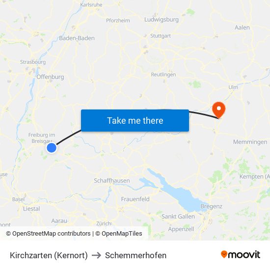 Kirchzarten (Kernort) to Schemmerhofen map