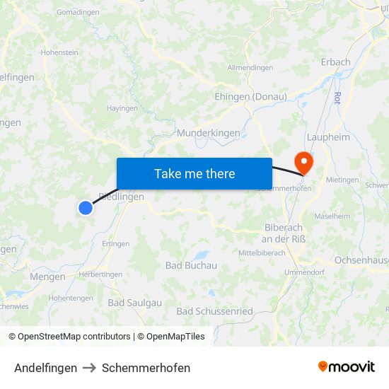 Andelfingen to Schemmerhofen map