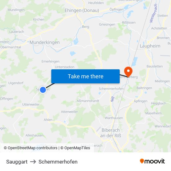 Sauggart to Schemmerhofen map