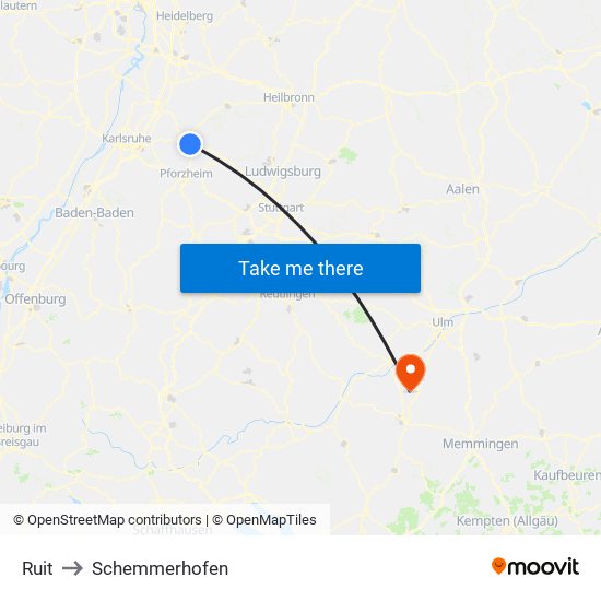 Ruit to Schemmerhofen map