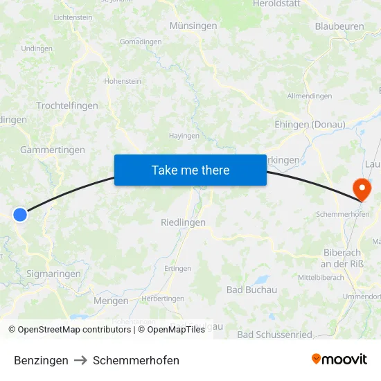 Benzingen to Schemmerhofen map