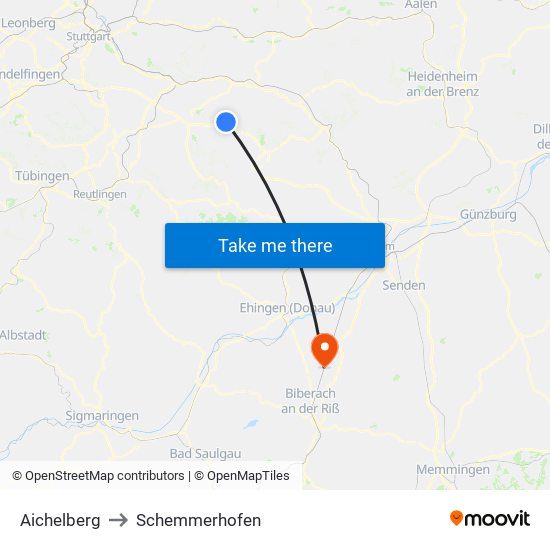 Aichelberg to Schemmerhofen map
