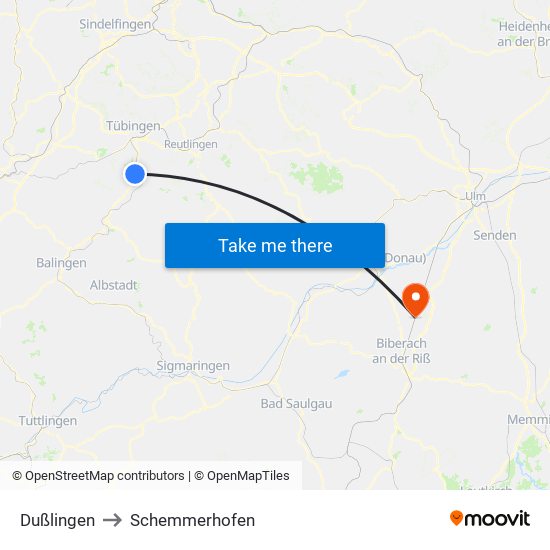 Dußlingen to Schemmerhofen map