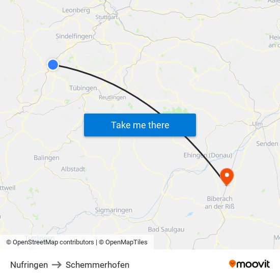 Nufringen to Schemmerhofen map