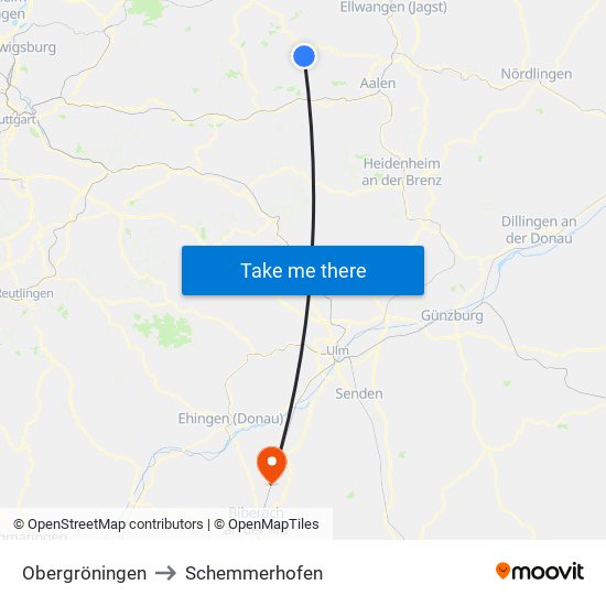 Obergröningen to Schemmerhofen map