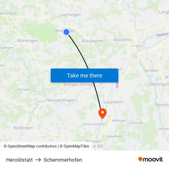 Heroldstatt to Schemmerhofen map