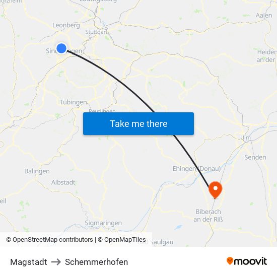 Magstadt to Schemmerhofen map