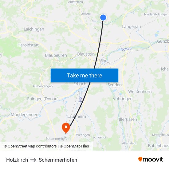 Holzkirch to Schemmerhofen map