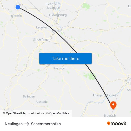 Neulingen to Schemmerhofen map