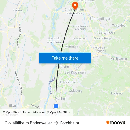Gvv Müllheim-Badenweiler to Forchheim map