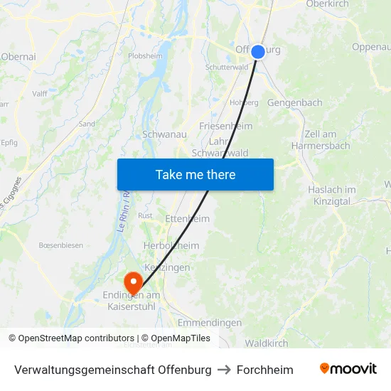 Verwaltungsgemeinschaft Offenburg to Forchheim map