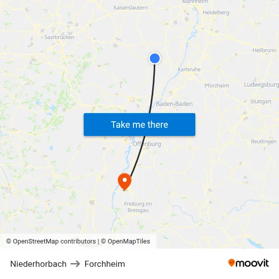 Niederhorbach to Forchheim map