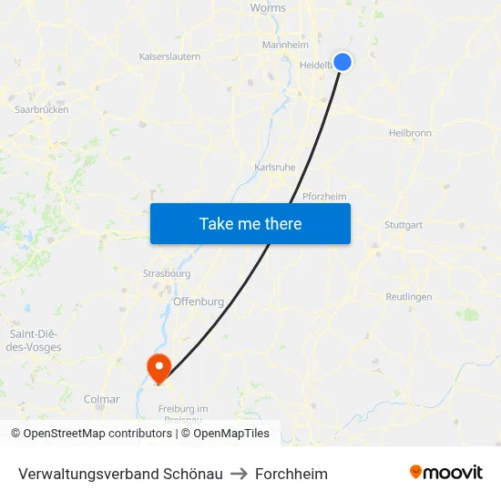 Verwaltungsverband Schönau to Forchheim map