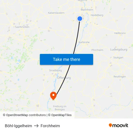 Böhl-Iggelheim to Forchheim map