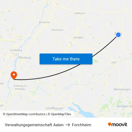 Verwaltungsgemeinschaft Aalen to Forchheim map