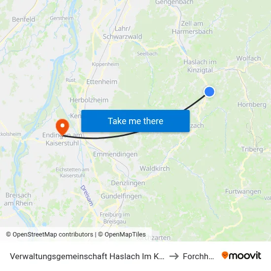 Verwaltungsgemeinschaft Haslach Im Kinzigtal to Forchheim map