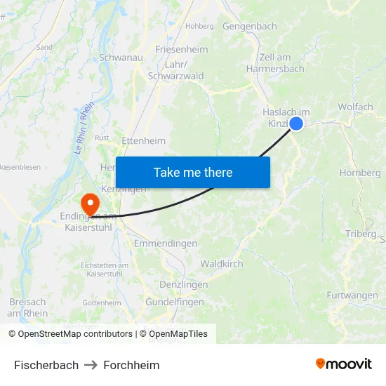Fischerbach to Forchheim map