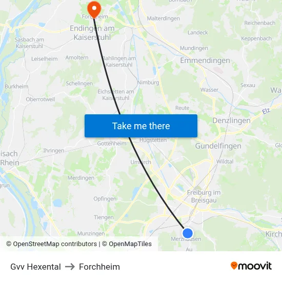 Gvv Hexental to Forchheim map