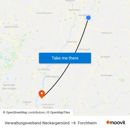 Verwaltungsverband Neckargemünd to Forchheim map