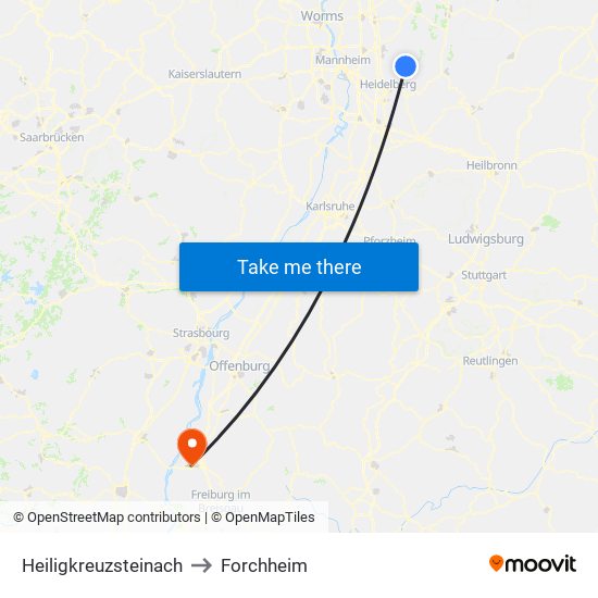 Heiligkreuzsteinach to Forchheim map