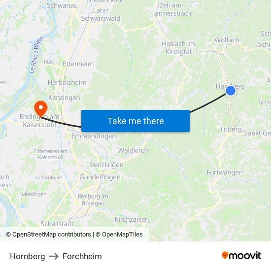 Hornberg to Forchheim map