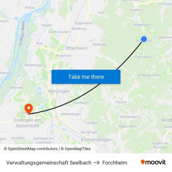 Verwaltungsgemeinschaft Seelbach to Forchheim map