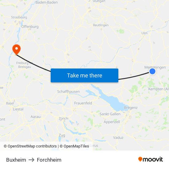 Buxheim to Forchheim map