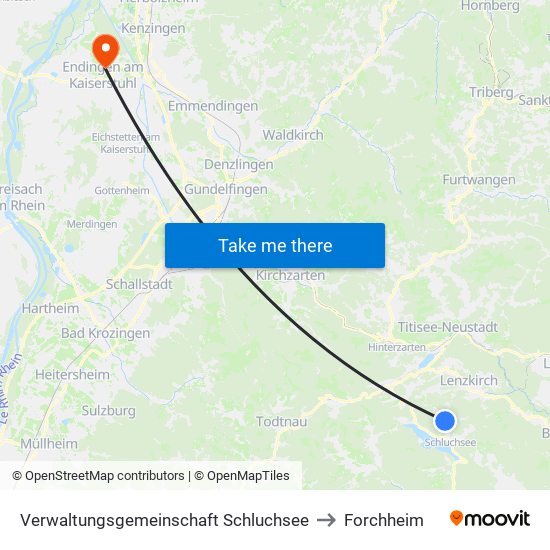 Verwaltungsgemeinschaft Schluchsee to Forchheim map