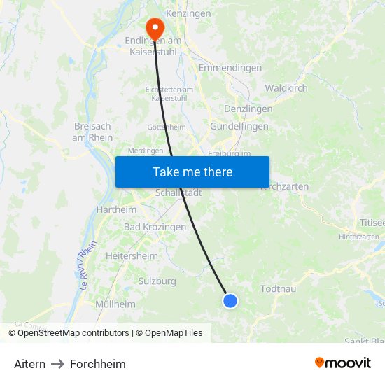 Aitern to Forchheim map