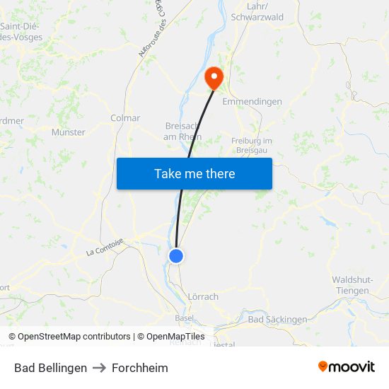 Bad Bellingen to Forchheim map