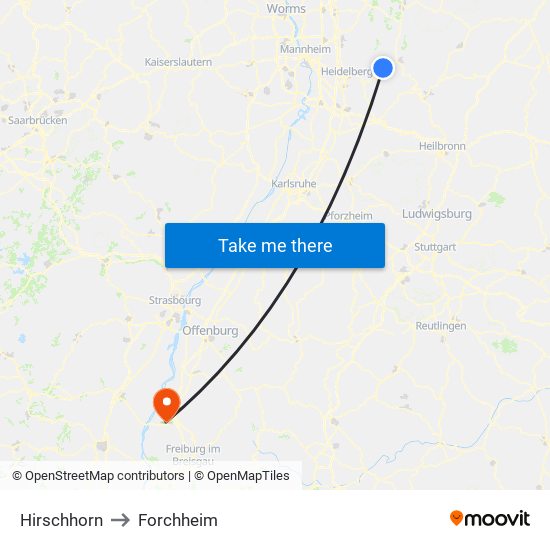 Hirschhorn to Forchheim map
