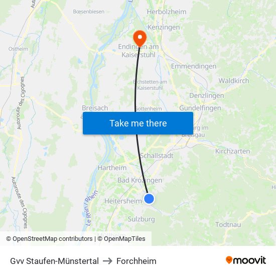 Gvv Staufen-Münstertal to Forchheim map