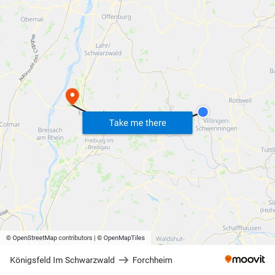 Königsfeld Im Schwarzwald to Forchheim map