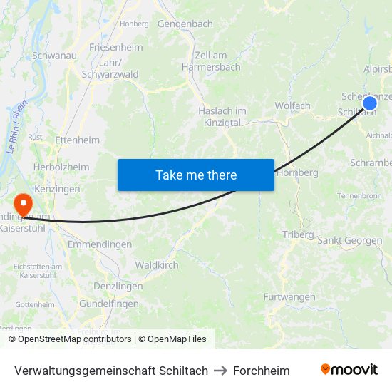 Verwaltungsgemeinschaft Schiltach to Forchheim map