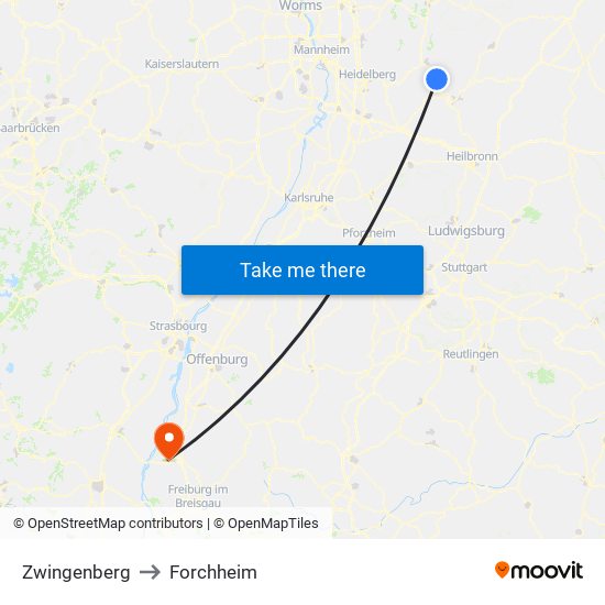 Zwingenberg to Forchheim map