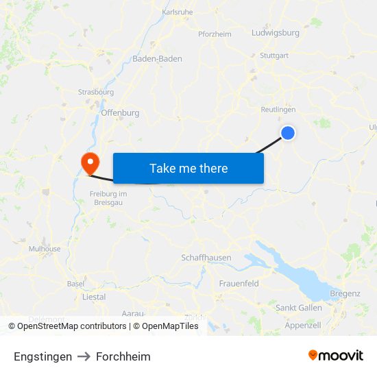 Engstingen to Forchheim map
