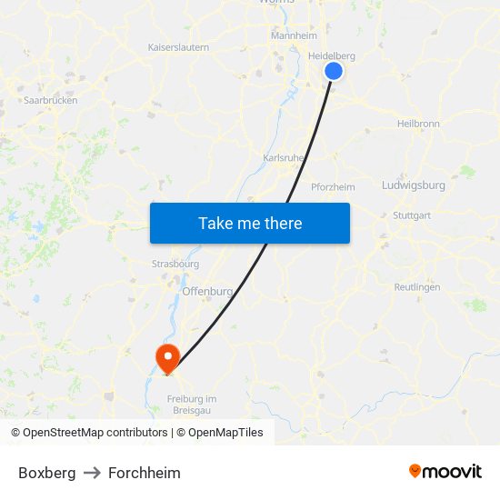 Boxberg to Forchheim map