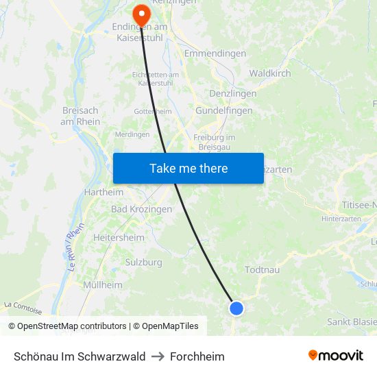 Schönau Im Schwarzwald to Forchheim map