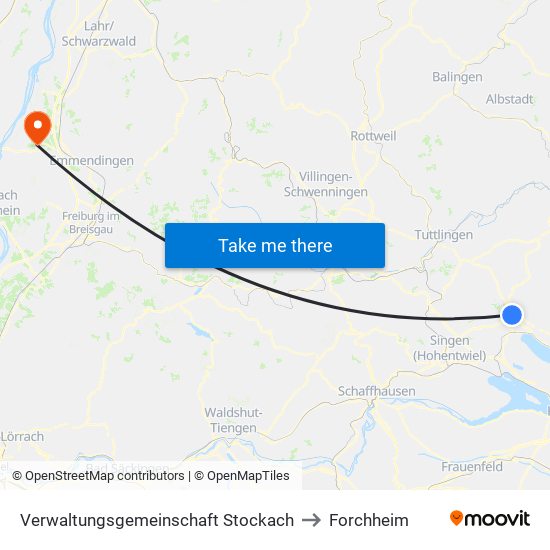 Verwaltungsgemeinschaft Stockach to Forchheim map