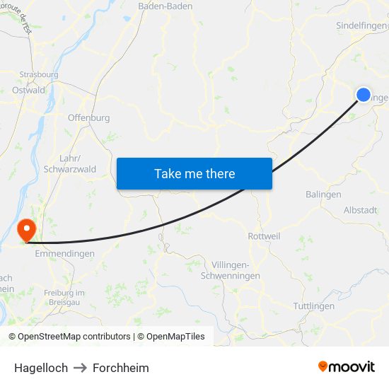 Hagelloch to Forchheim map