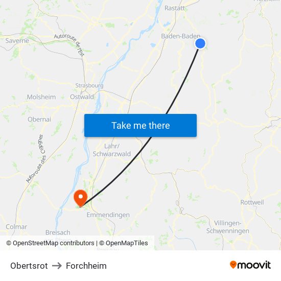 Obertsrot to Forchheim map