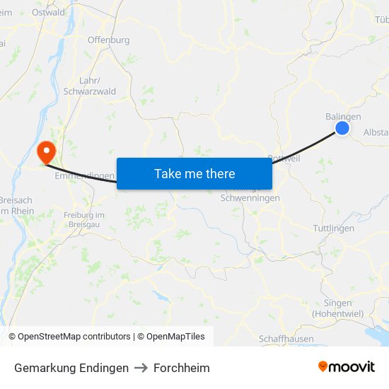 Gemarkung Endingen to Forchheim map