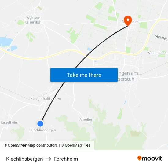 Kiechlinsbergen to Forchheim map